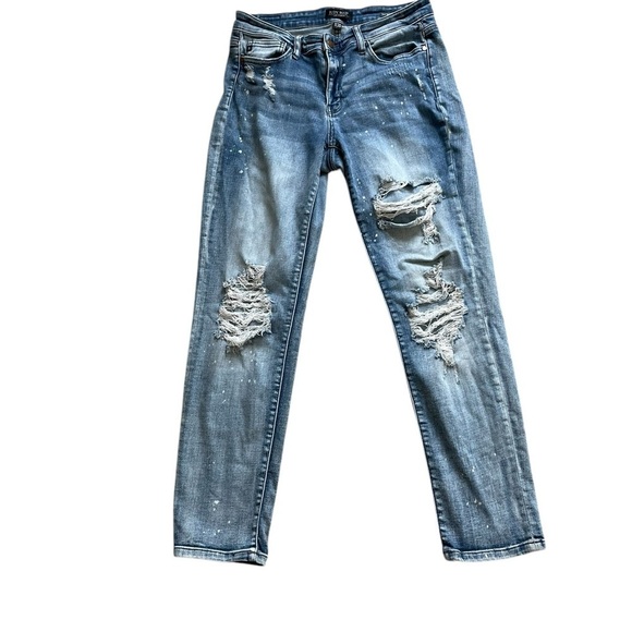 Judy Blue Destroyed Bleach Splatter Boyfriend (82169) Size 11/30 - Picture 5 of 16